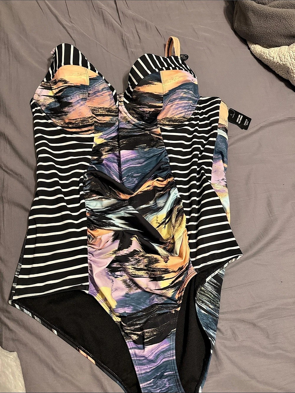 Torrid Shoreline Marble Perfect Stripe Slim Fix Underwire One-Piece Swimsuit
